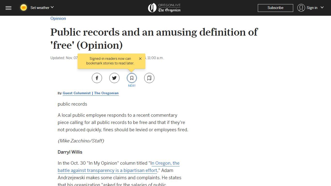 Public records and an amusing definition of 'free ...